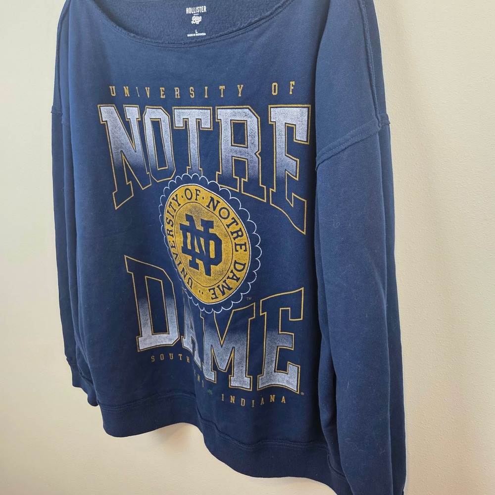Hollister Oversized Notre Dame University Sweatshirt Off The Shoulder Womens L - Picture 4 of 11
